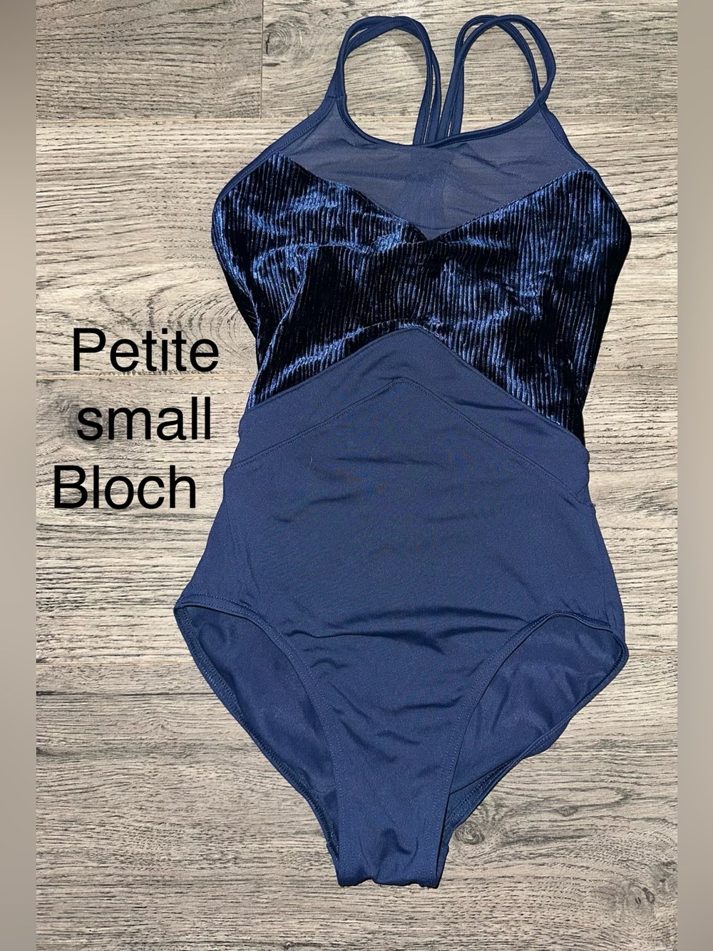 Bloch Navy Blue Velvet-Accent One-Piece Leotard
